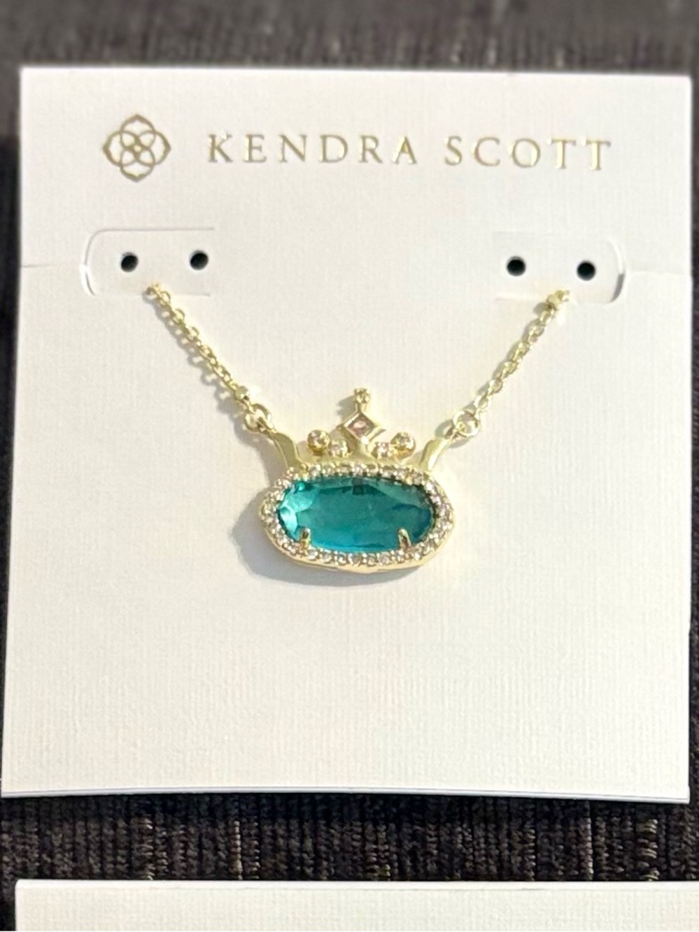Kendra Scott Gold Elisa Princess Necklace with Teal Gem